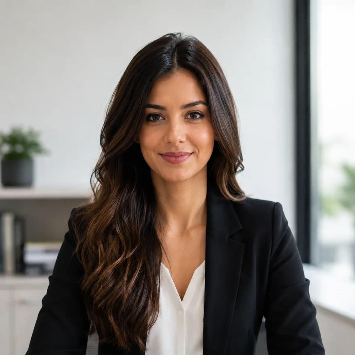 Professional headshot with neutral background generated with AI